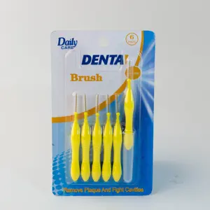 Daily Care Private  Label Round Head Soft TPE Interdental Tooth Brush Reusable Dupont Filament Brushes for Teeth Clean 6pcs