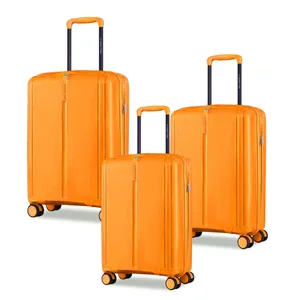 Designer Luggage Wholesale 8-Wheeled PP Hard-Shell Carry on Luggage Set Lightweight 3-Piece Business Travel Bags Modern Style