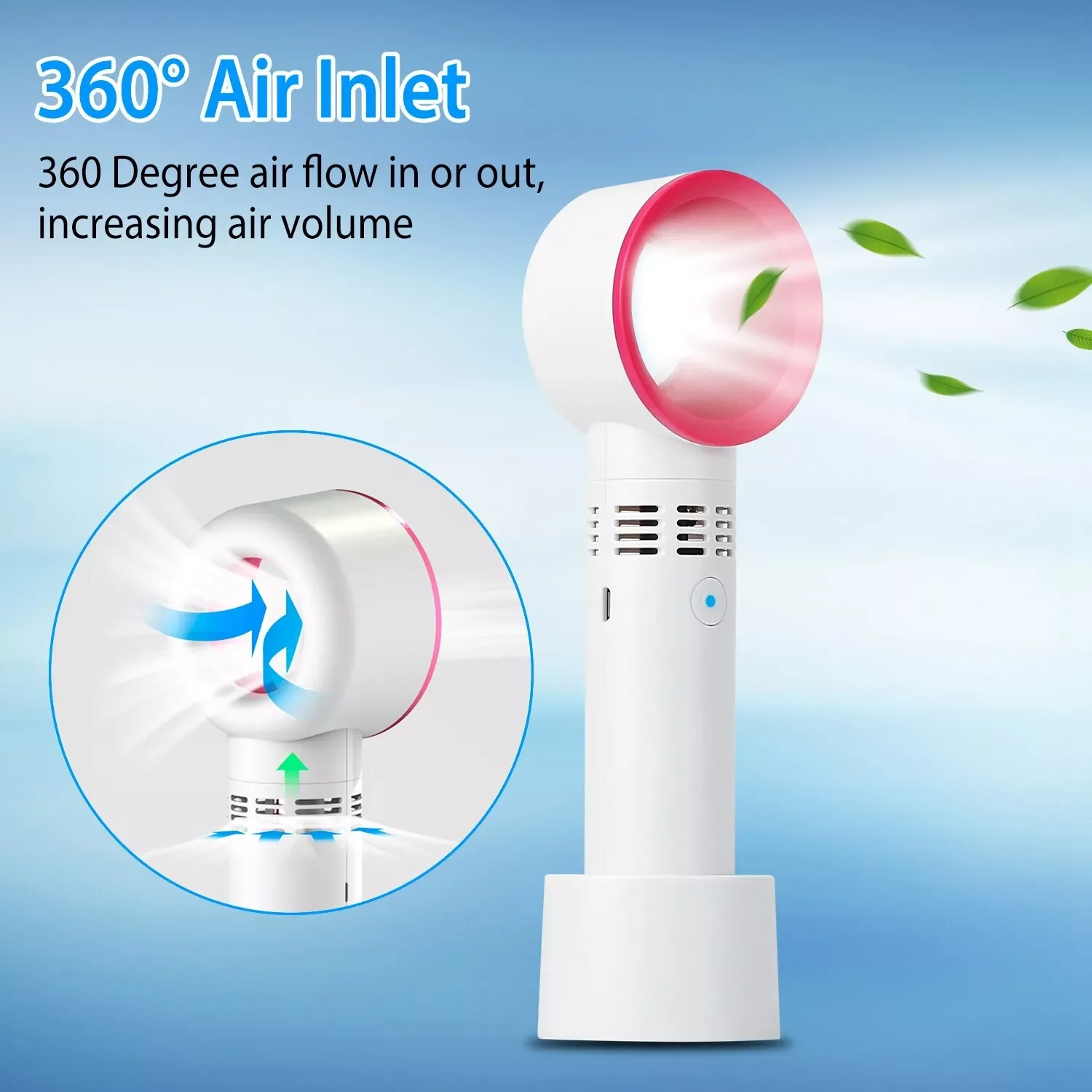 Mini Personal Safety USB Rechargeable Fast Air Cooling Bladeless Portable Electric Hand Held Handheld Fan for Home Outdoor Kid