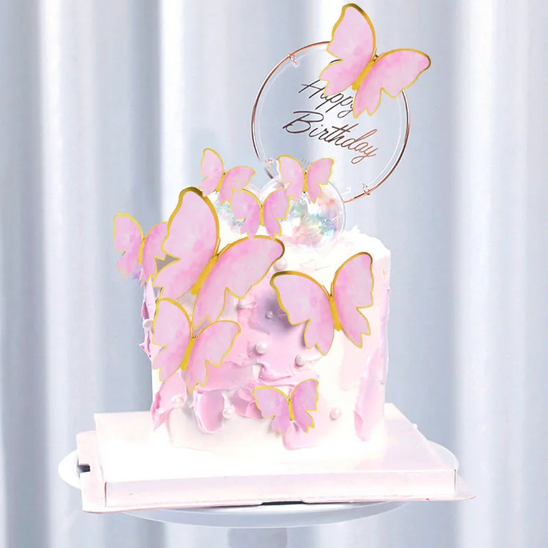 Blue Mix Butterfly Cake Toppers or Decorations 