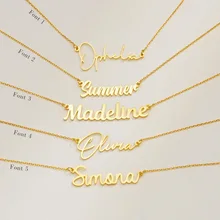 custom gold necklace name pendant necklaces logo 304 316 stainless steel chain personalized letter customized girl necklace