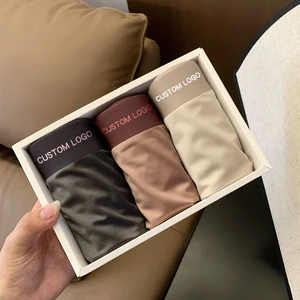 Satin Ice Silk Men's Underwear Brief Boxers Mid-Rise Comfortable Fashion Adult Breathable Anti-Bacterial Quick Dry High Quality