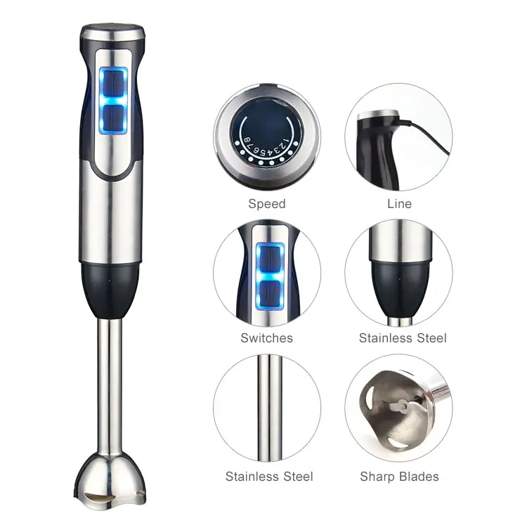Blender Set Powerful Hand Mixer 1000W Multi-Purpose Immersion 8 in 1 Metal Blender Hand Stick Blender