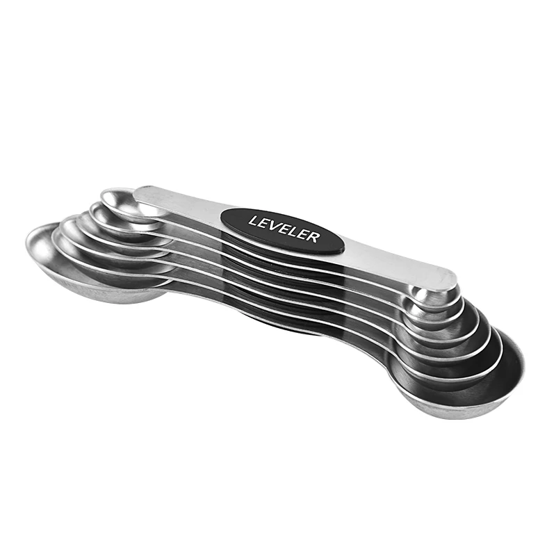 Amazon hot sell 7 piece stainless steel stackable magnetic measuring spoons set