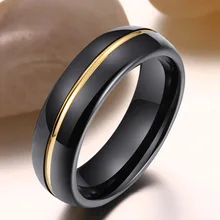 6mm Black Gold Tungsten Carbide Wedding Band Comfort Fit Engagement Ring for Men Women Couple Ring for Gift Party Anniversary