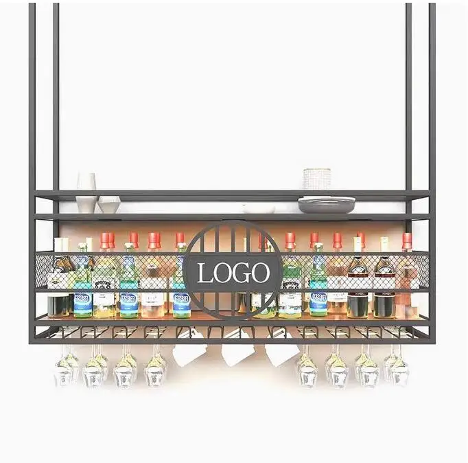 Wrought Iron Wine Upside Down Home bar Wine Rack Hanging European Wine Rack Decoration Ceiling Rack