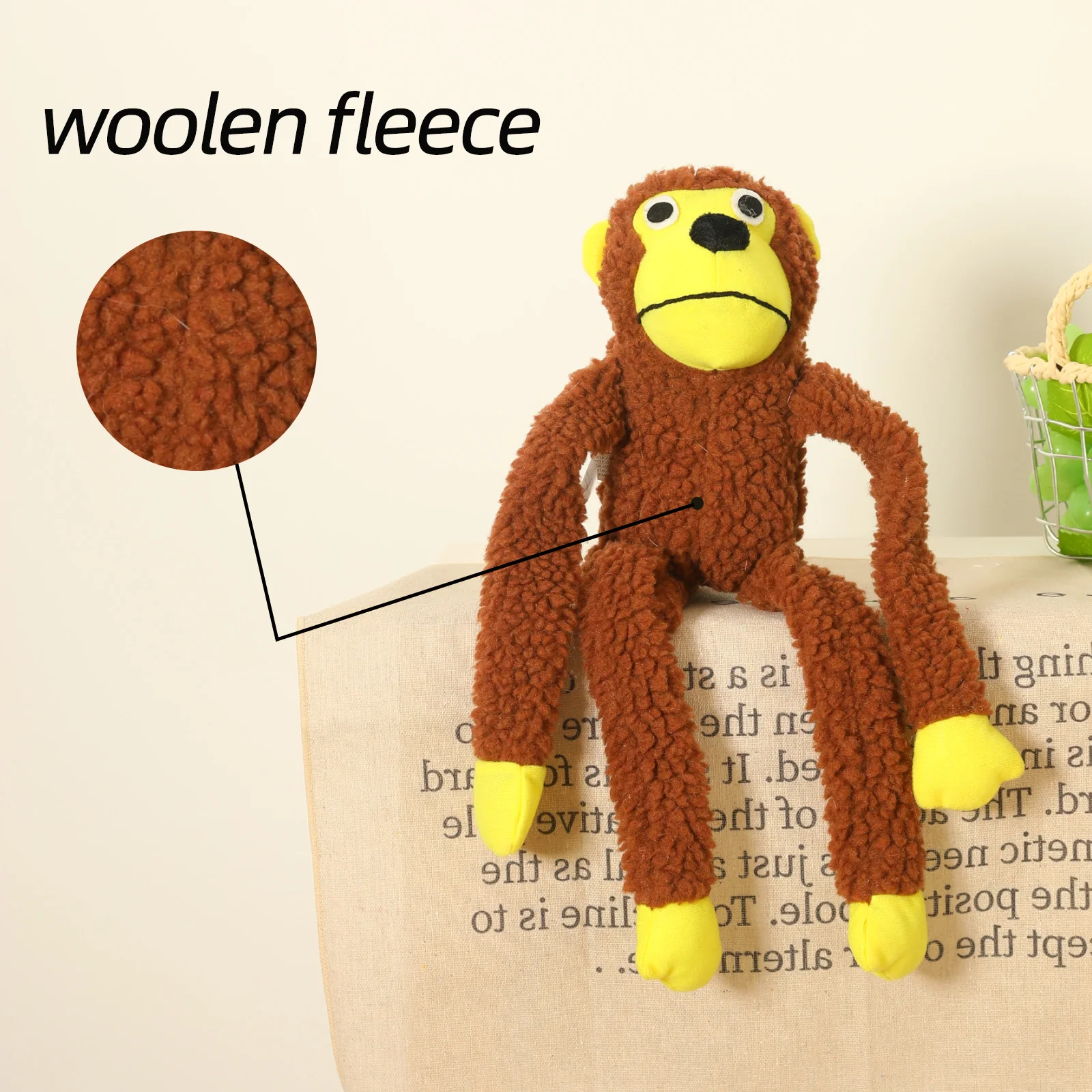 2025 Fun Sounding Plush Monkey Dog Toys Bite-Resistant Squeaking Interactive Puzzle Carton Packed Dog Toys