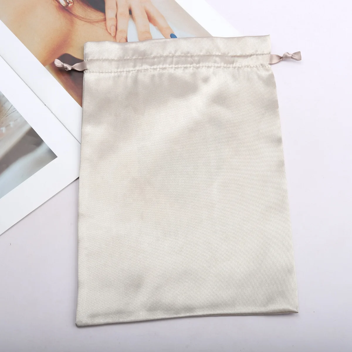 High End Satin Drawstring Bags for Hair Extensions Luxury