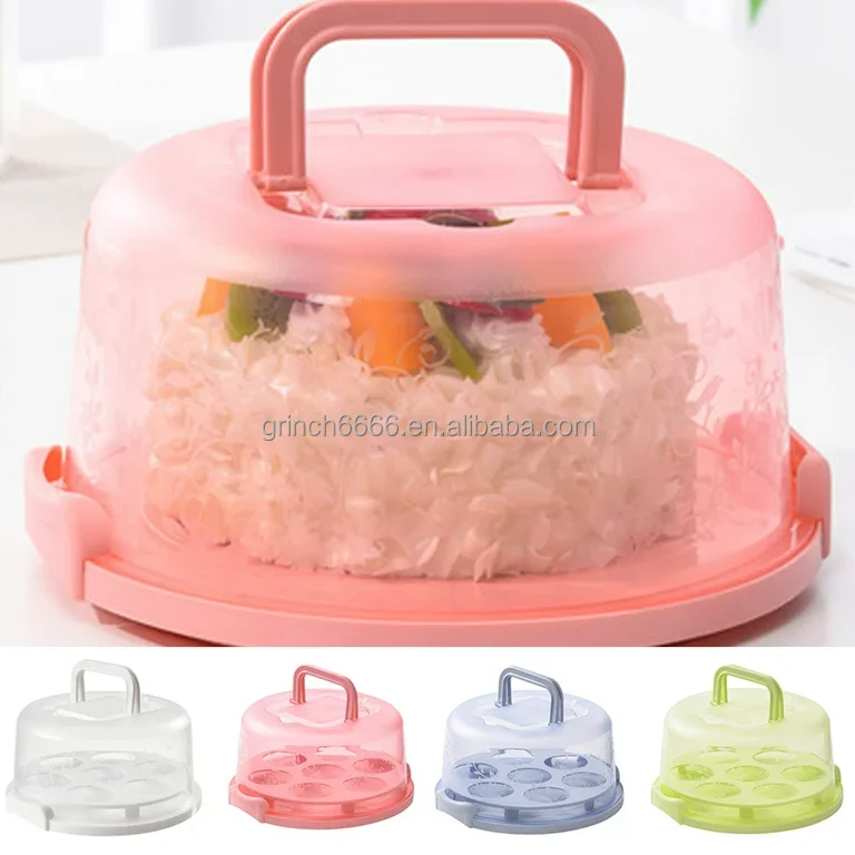 Cake Carrier Storage Container With Lid and Handle, Round Cupcake Keeper  Cheesecake Holder for Transport Cakes, Pies, Desserts 