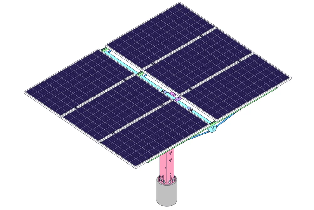 Регулируемый одноосевой Солнечный трекер с регулируемым углом высоты