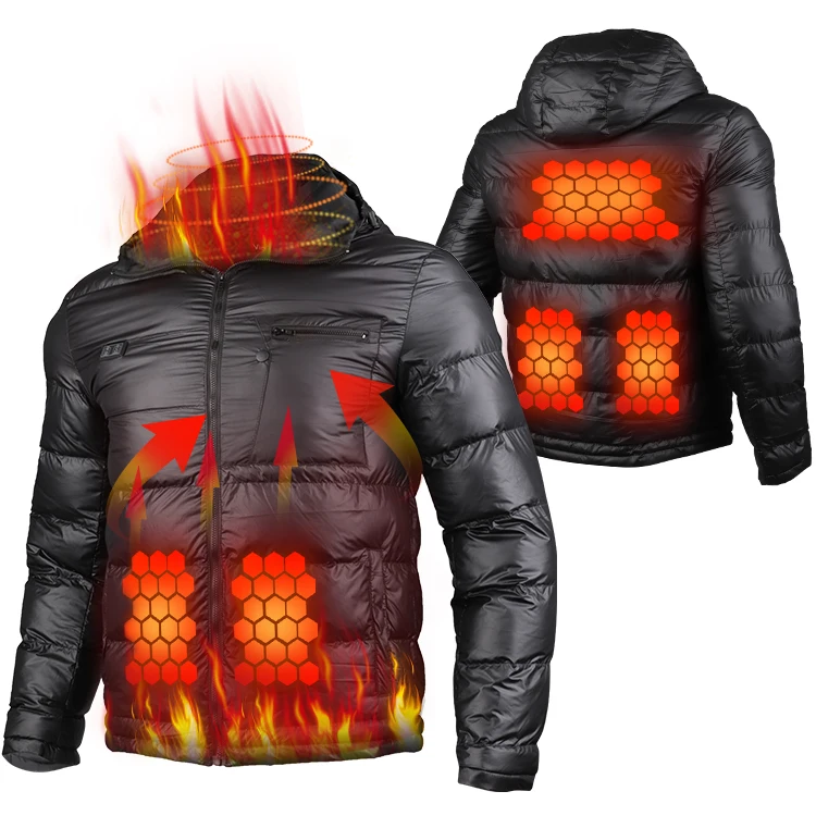 Smart Jacket for  Plug Men's Down Zipper Modest Coat Puffer Water Proof Bubble Heated Jacket Cold Winter