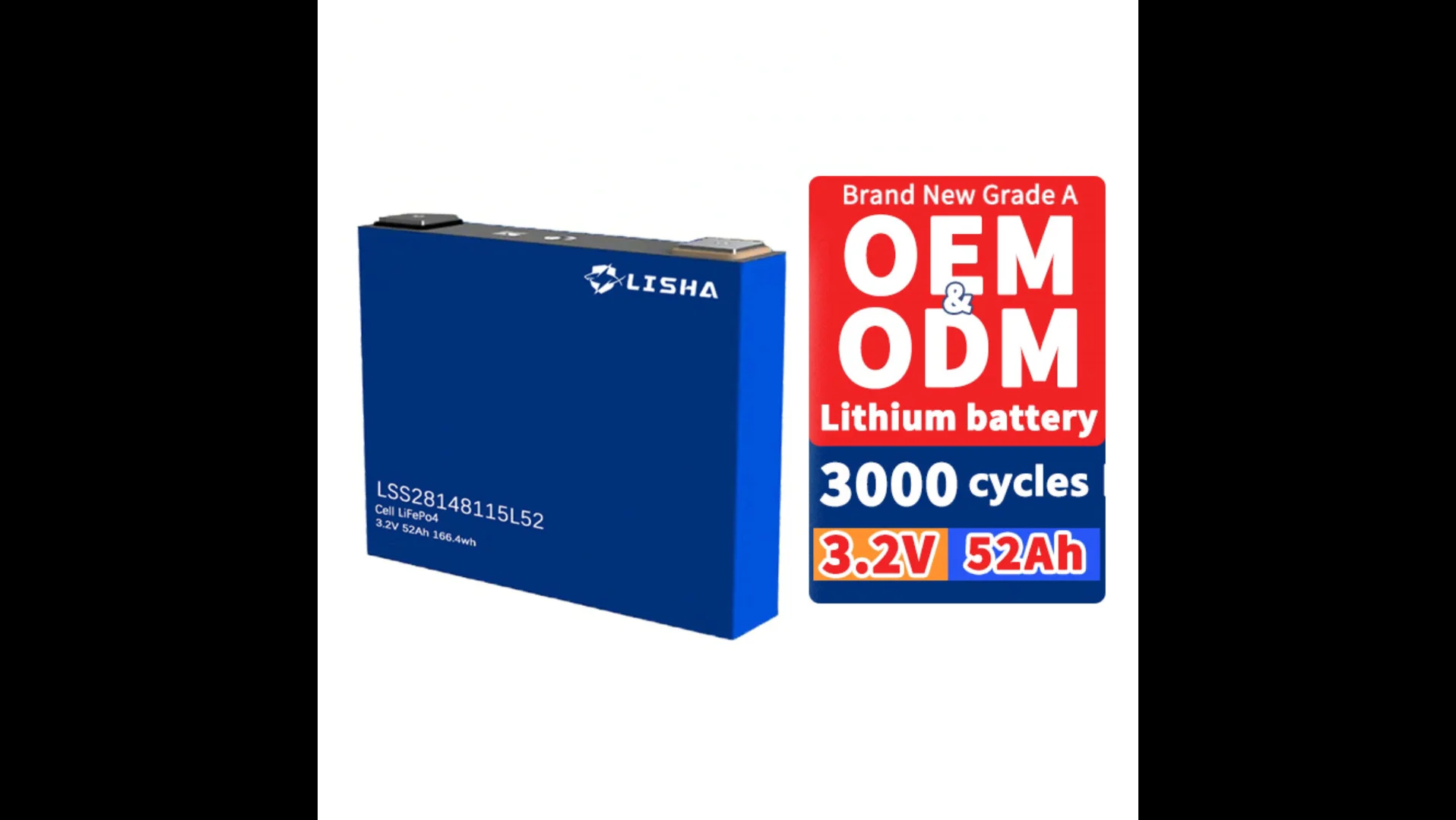 Better Price Lisha Lithium Battery Rechargeable Battery 3.2v 52ah 102ah