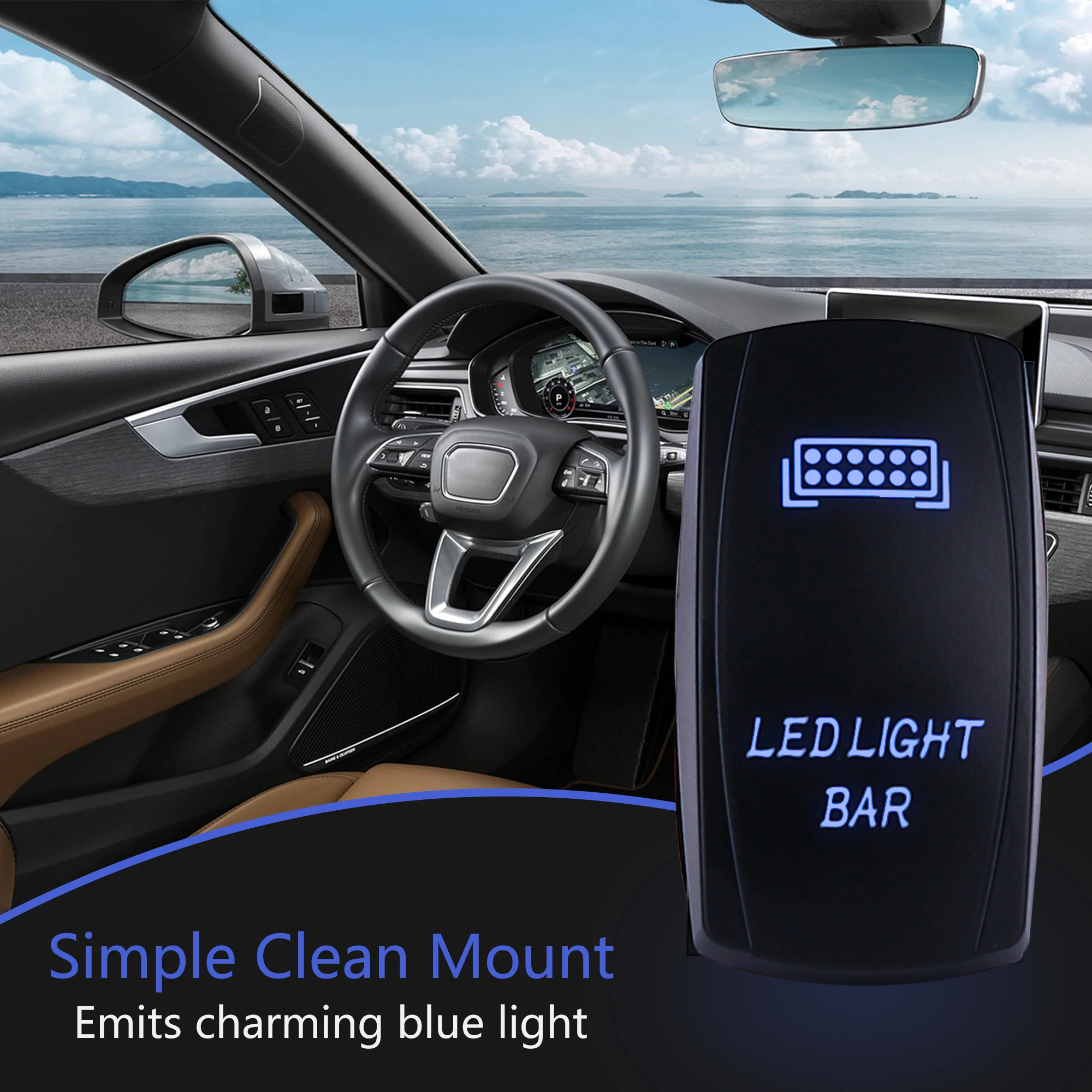 12V/24V Rocker Switch Auto Switches Universal On-Off Blue Red Lens LED ...