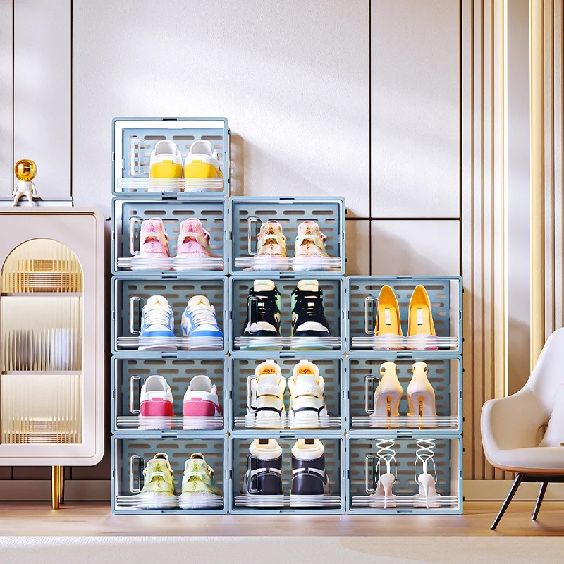 Stackable Transparent Shoe Boxes Organize with Ease