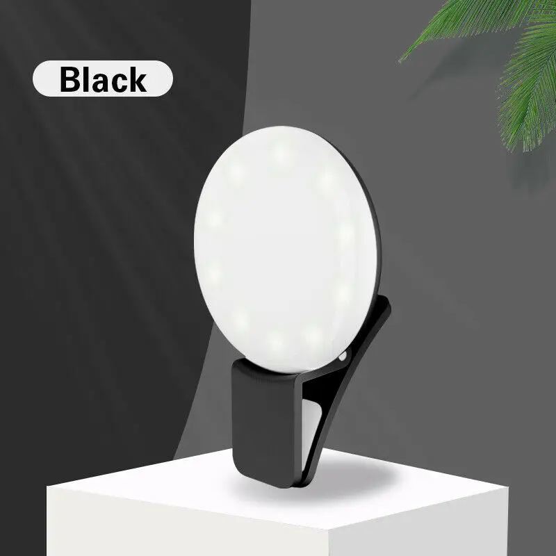 Mini Round Shape 9 LED Selfie Light Clip on Circle Light with Battery Powered LED Ring Light