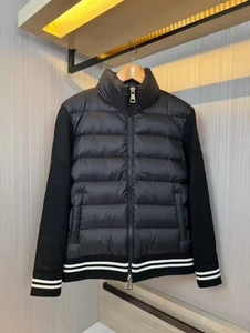 Casual Winter Men's Unisex Varsity Zipper Front Windproof Stand Collar Knitted Solid Jacket with Worsted Fabric Polyester Lining