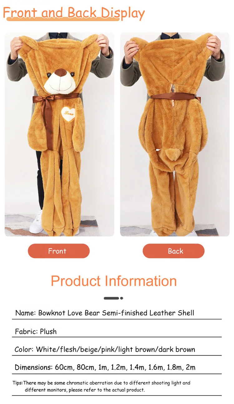 Valentine Bear Plush Skin Toy Unstuffed Animal Teddy Bear Toy Plush