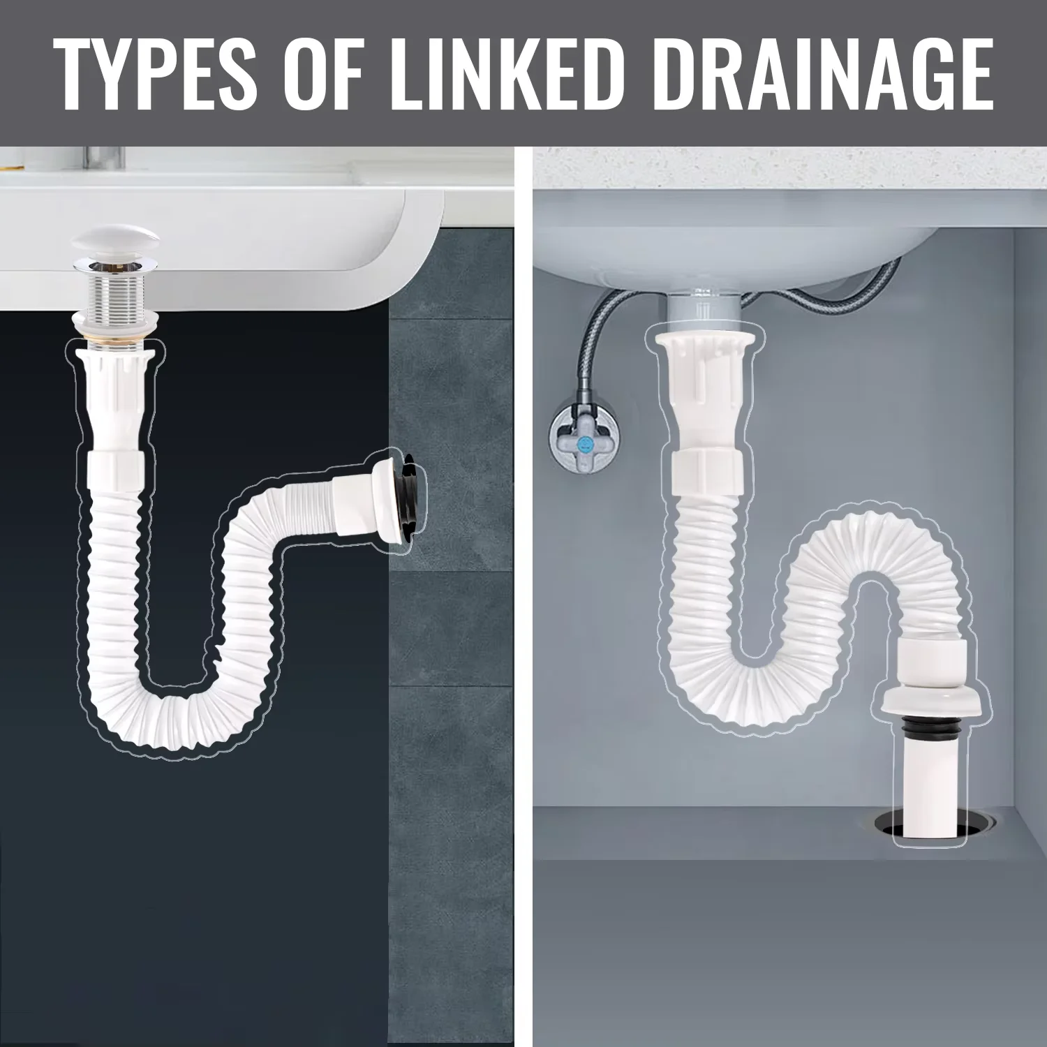 Multifunction Pipe Fittings Kitchen Perforated Under Sink Flap Valve Anti Clogged Drains Pipe With Socket