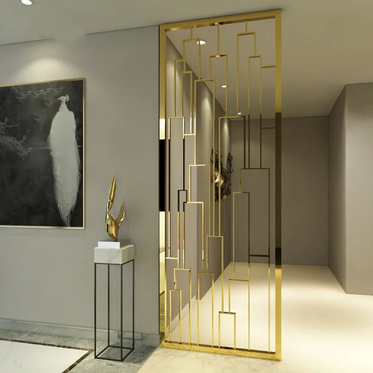 Custom Portable Folding Steel Screen Simple Style Hollow Metal Art Contemporary Movable Room Dividers for Living Custom