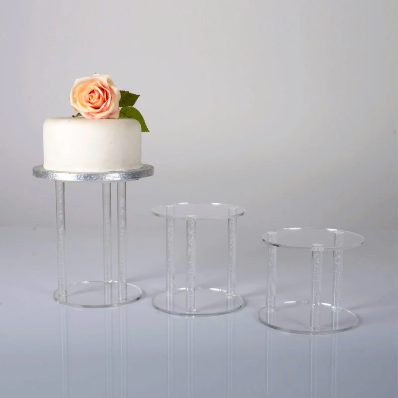 3 set traditional clear perspex  cake separator pillars acrylic plexiglas 