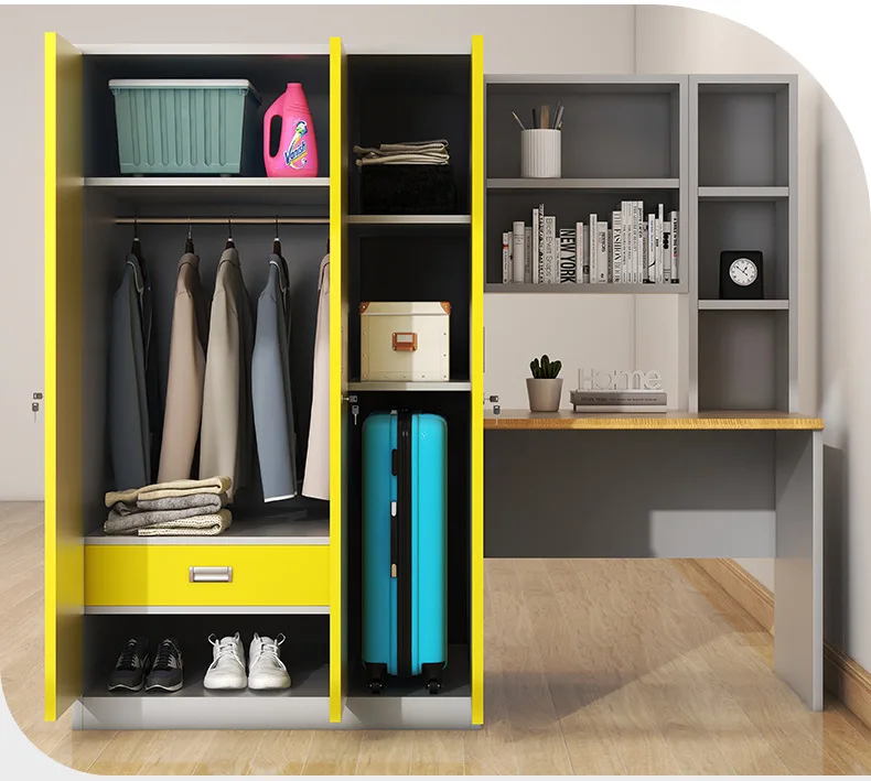 product modern design multifunctional iron high low bunk bed college dormitory and apartment bed with desk for school-12