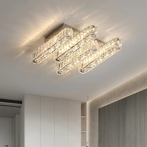 Smart Special Design Crystal Chandelier Modern Crystal Wave Shape Line Ceiling Lamps for Living Room