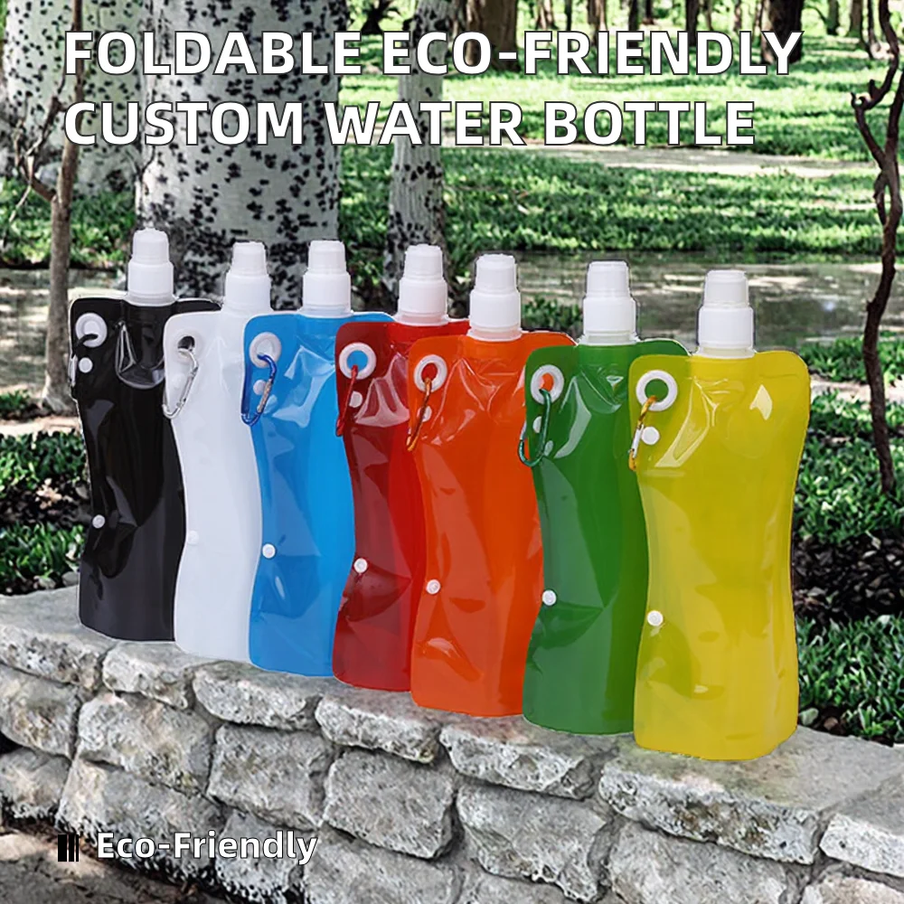 Custom Logo Printed Eco-Friendly Foldable Drink Bag Transparent Plastic Water Bottle for Sports Mountaineering Portable preview 2
