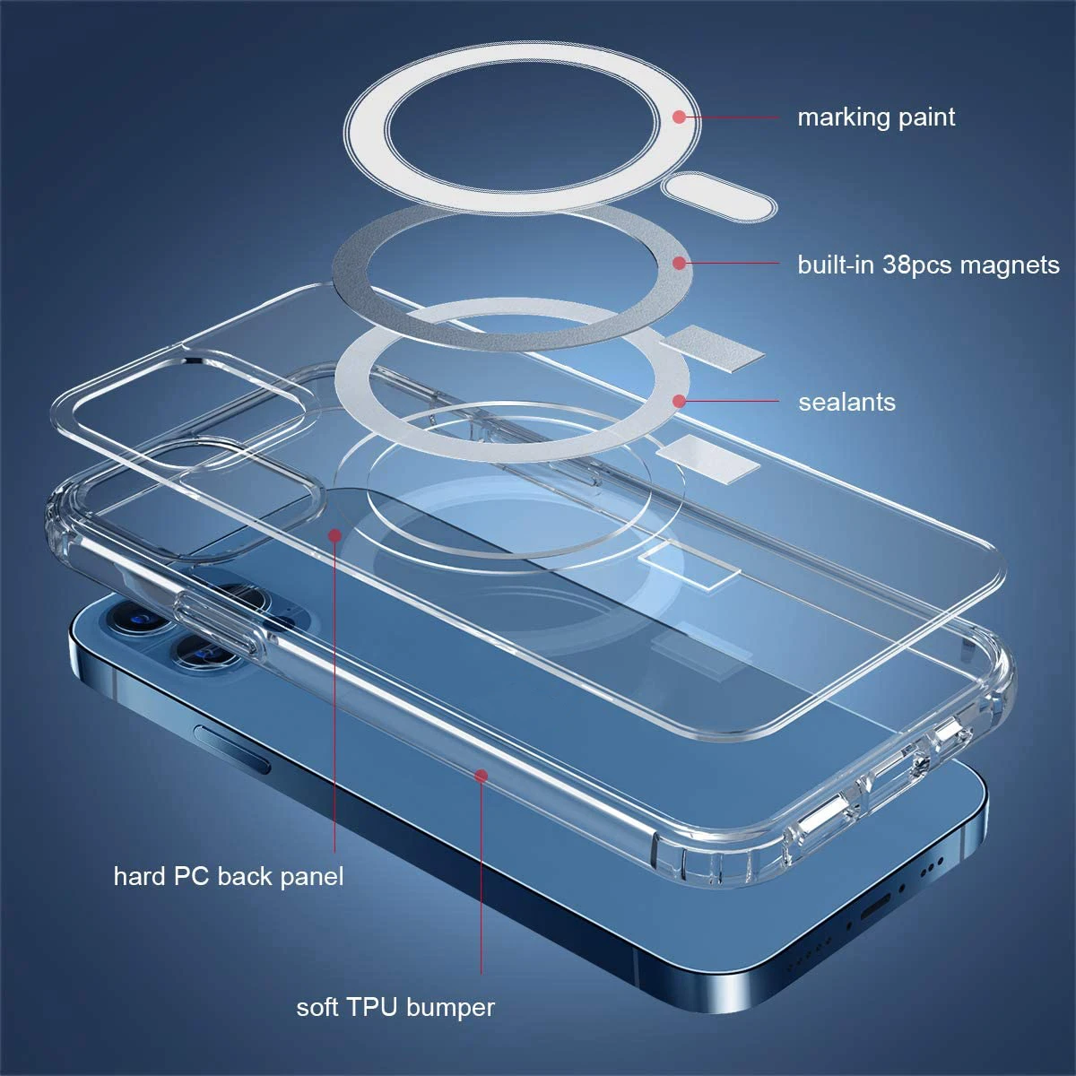 MagSafe Shockproof Magnetic Transparent Case Cover For iPhone  Series