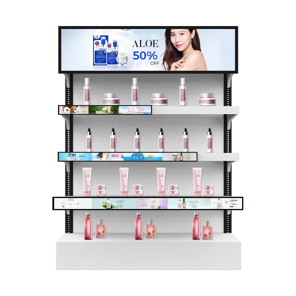 VETO Shelf Edge TFT LCD Displays Video Advertising Player Stretched Bar Display for Supermarket Retail Store