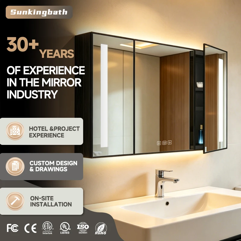 Bulk Order Water Proof Bathroom Vanities Mirrored Medicine Cabinet Stainless Steel Lighted Medicine Cabinet Led Bathroom Cabinet