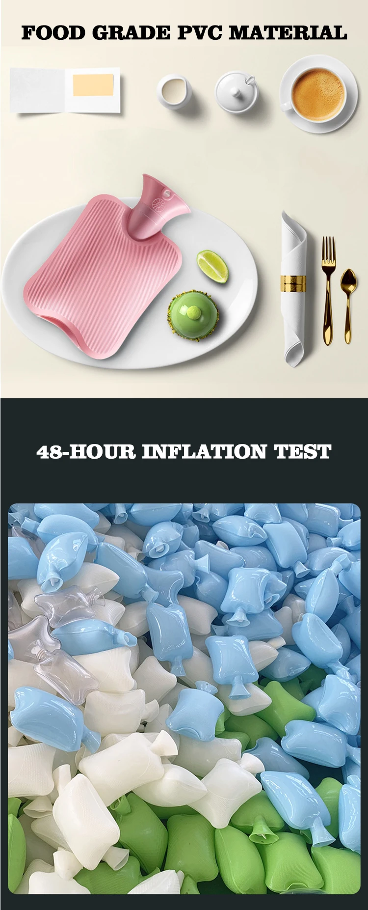 factory directly supply hot selling long hot water bottle pvc home portable hot water bag for winter