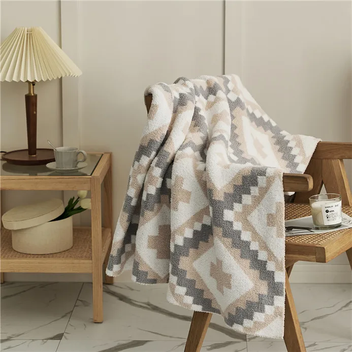 MTY Smooth Soft Bohemian Geometric Crochet Polyester Throw Blanket for Adult Kids Home factory