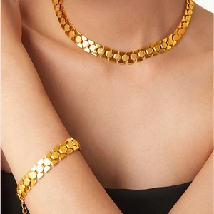 Ilona Vintage Style Stainless Steel Bracelet Necklace Jewelry Set Fashion Jewelry Luxury 18k Plated Gold Jewelry Sets for Women