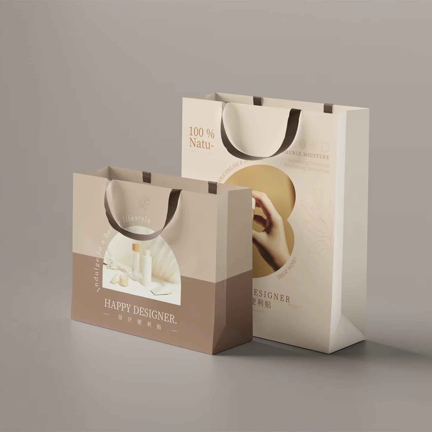 Custom Eco-Friendly Coated Art Paper Bag with Drawstring Handle