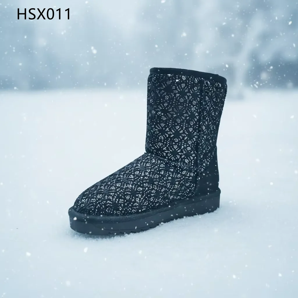 HY,Chile Cold Weather Using Sparkling Diamond Design Winter Boots Super Chill-proof Outsole Fashion Lady Warm Snow Boots HSX011