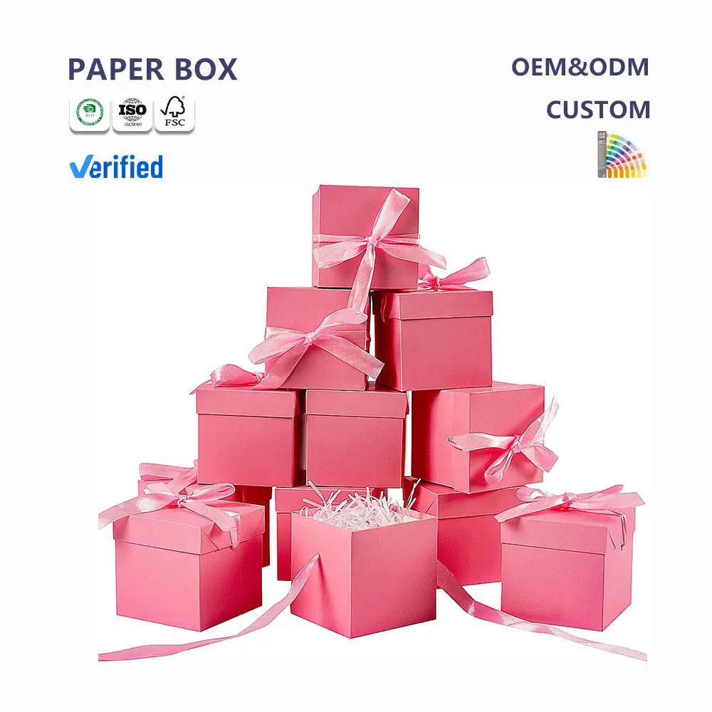 Elegant Paper Gift Box with Custom Color Shape & Pattern for Wedding & Holiday Decor