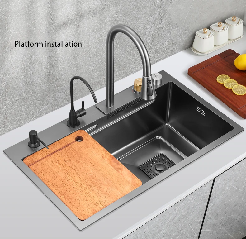 Single Hidden Kitchen Sink 304 Stainless Steel Silver Carton Box Square ...