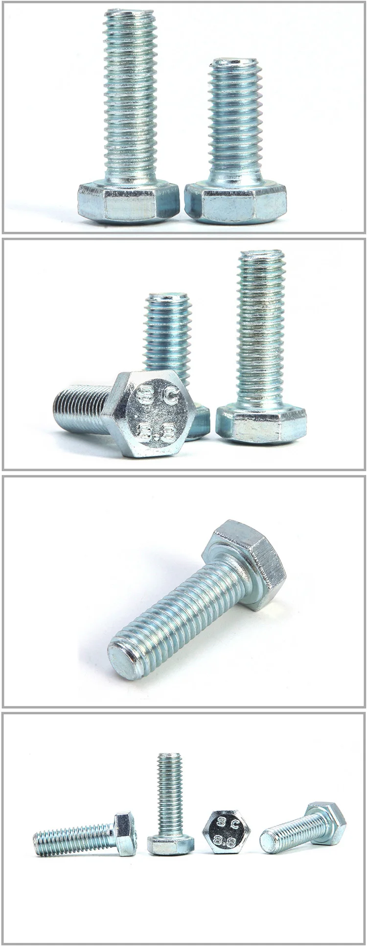 Galvanized Steel Full Threaded Hexagon Bolts Screw Nuts Astm M8 M16