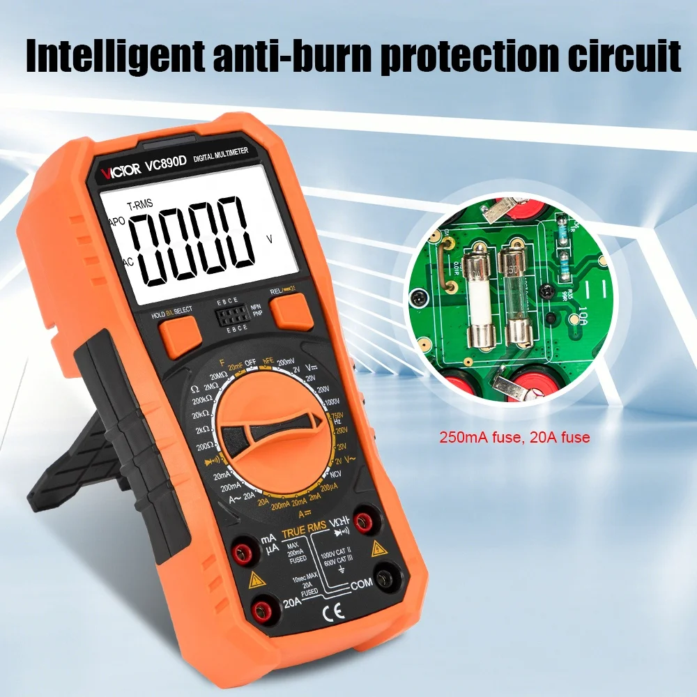 Hot Sale VICTOR Digital Multimeter VC890D 20Amp 2000 Counts Manual RangeDigital Multimeter True RMS Backlight Multimeter Digital
