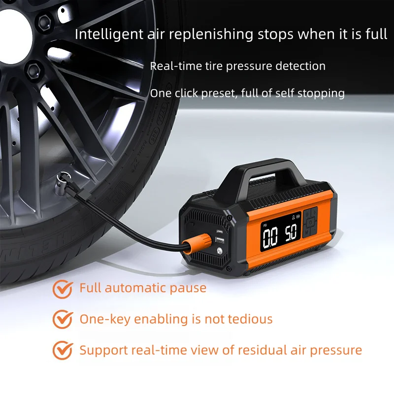 10 in 1 Digital Car Emergency Battery Jump Starter 10000mAh Electric Tyre Air Inflator Pump 24V Voltage 150psi Air Pressure Cars