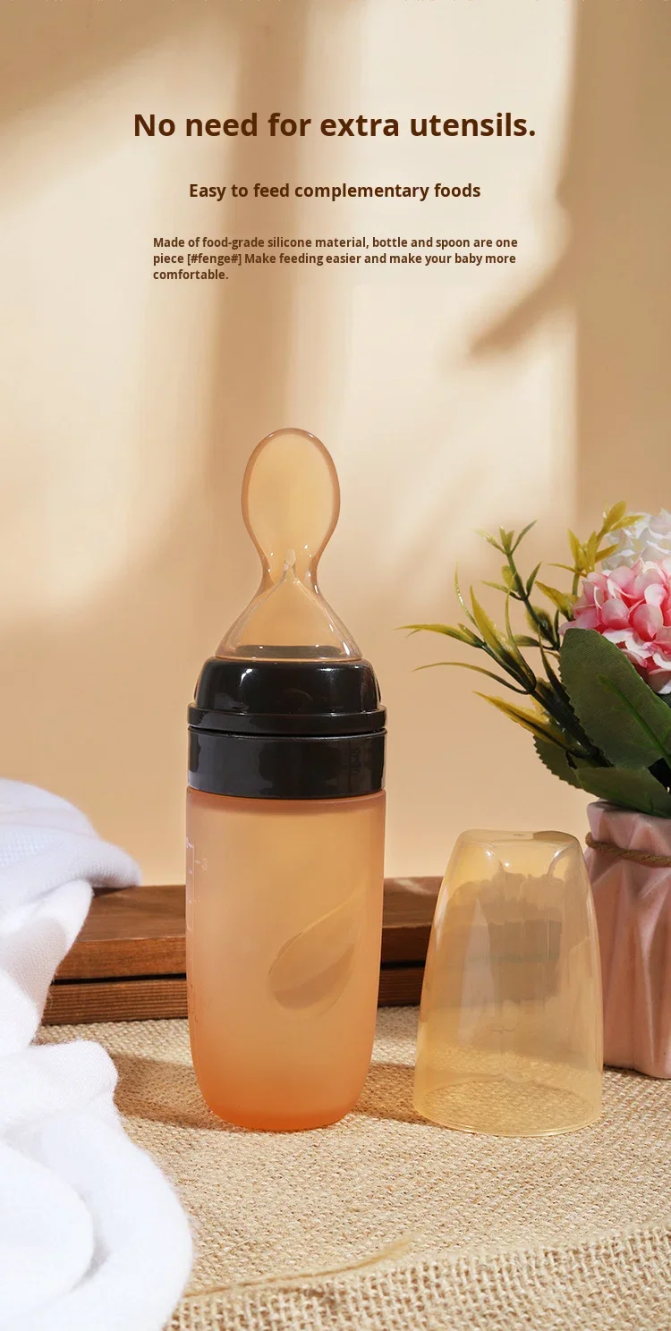 Children's Soft Silicone Rice Cereal Spoon for Baby Bottle Infant Feeding Convenient Squeeze Design for Comfortable Infant Food factory