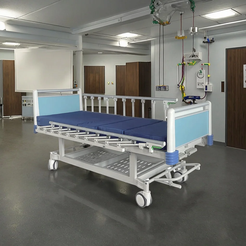 Safety-Enhanced Metal Pediatric Bed with Adjustable Anti-Collision Corners and Foot Brake System for Hospital Wards 3