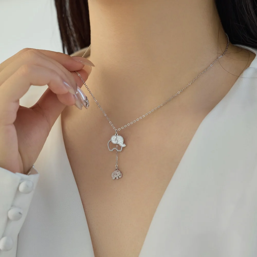 KAKODIY Personalized Fashion Jewelry Beautiful 925 Sterling Silver Chain AAAAA Zirconia Elephant Pendant Necklace Accessories detail 2