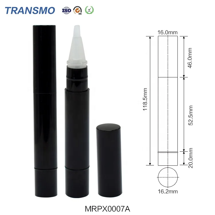 Custom Makeup Click Pen New Design 4ml Black Empty Nail Oil Pen PP Plastic Round Gel Lipgloss Holder Pencil With Brush