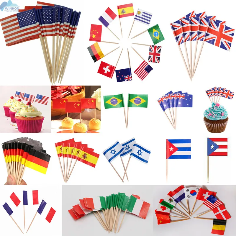 200 Stück Jamaika-Flaggen Zahnstocher – Cupcake-Topper & Deko, 6,5 Cm Lang, Für Partys & Feiern
