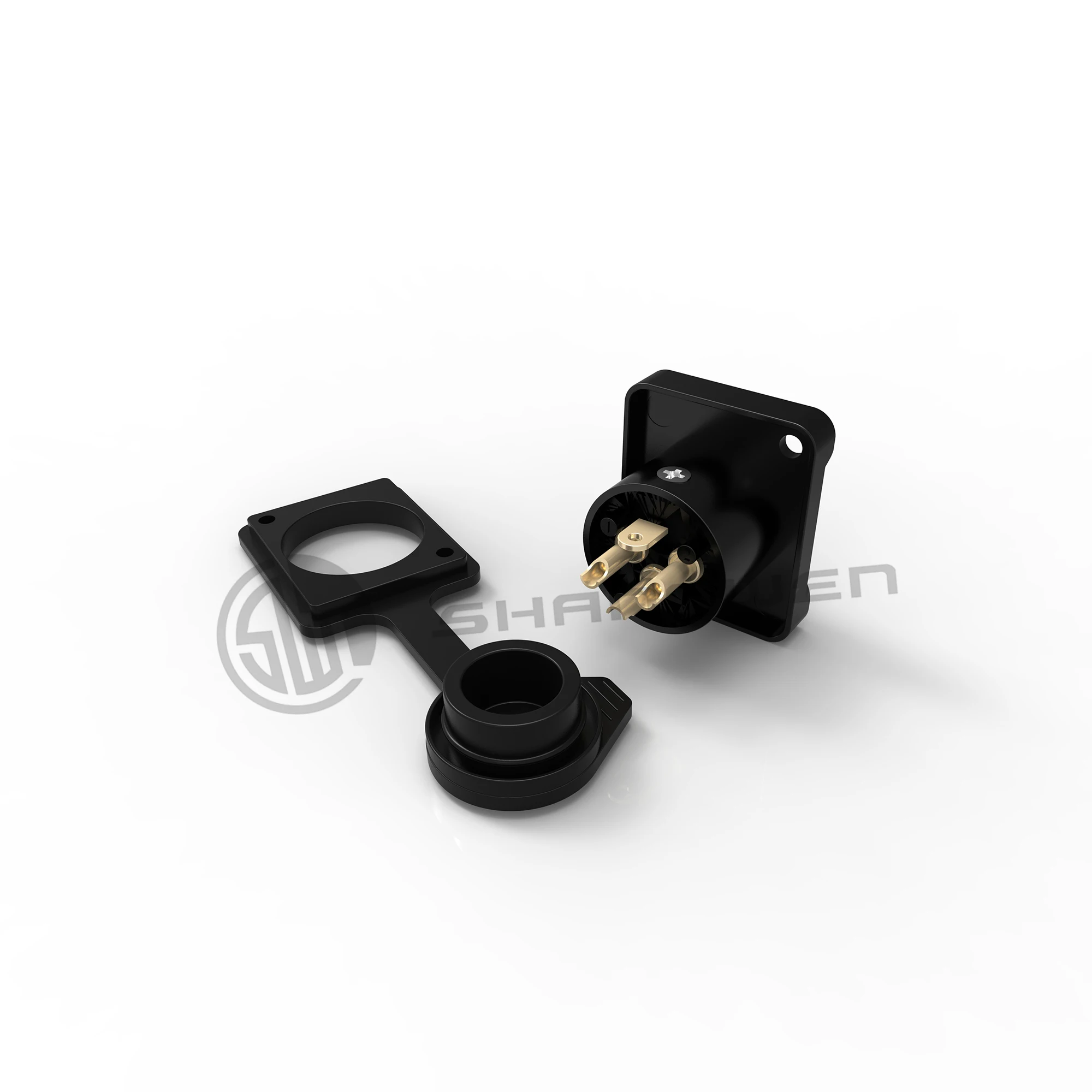 High Quality Black Outdoor Waterproof Ip65 Male Socket Audio XLR Connector 3 Pin