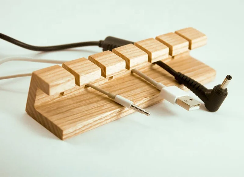 Настольный шнур из массива дуба и USB-органайзер для кабеля для ноутбука