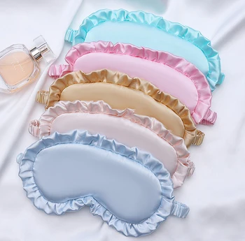 Silk Ruffle Sleep Eye Mask Soft Sleeping Eye Covers Multicolor Night Dream Blackout Eye Patches for Woman Man to Sleep Better