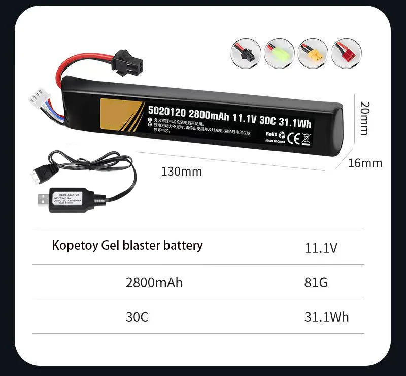 Gel Blaster Battery 11.1v 1400mah 1800mah 2000mah 2800mah Buy Gel Blaster Battery 11.1v