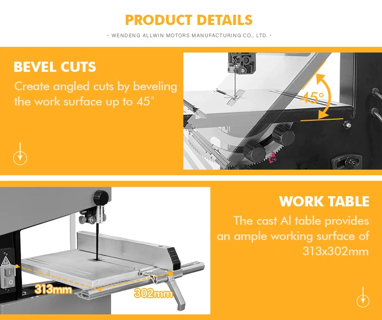 Allwin BS1001 10-inch 370W wood cutting vertical band saw bandsaw for diy work